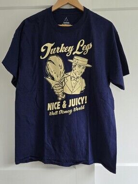 Disneyland By Disney World Size Large Mens Navy Tshirt Turkey Legs